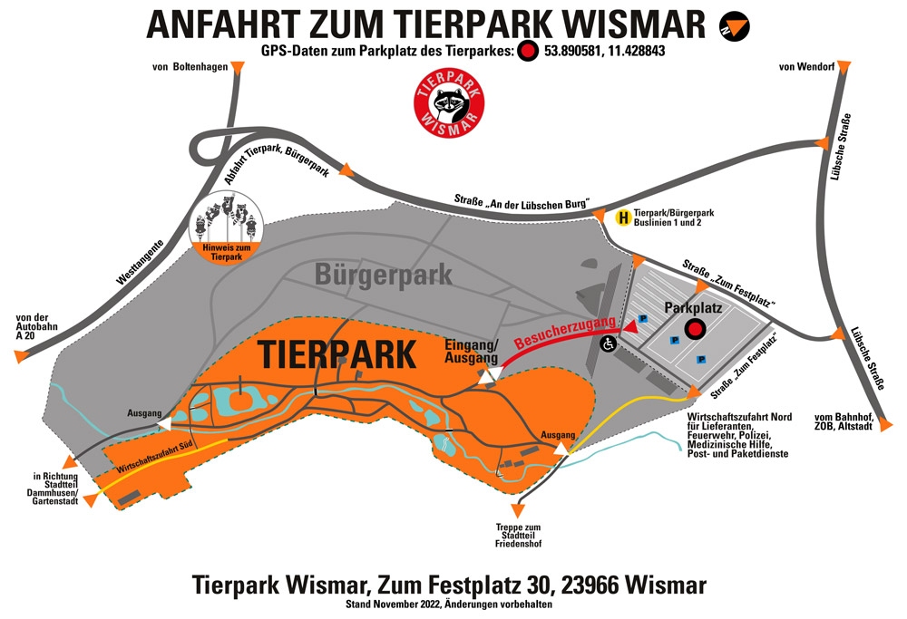 Anfahrt zum Tierpark Wismar