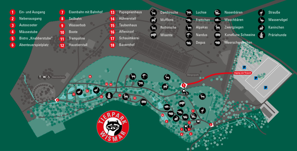 Geländekarte vom Tierpark in Wismar